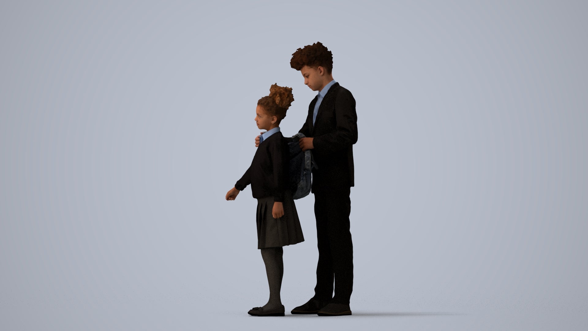 photogrammetry 3D girl kids, realistic human model archviz FBX, three-quarter view render