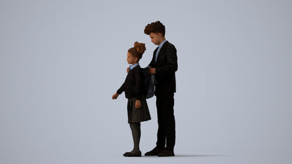 photogrammetry 3D girl kids, realistic human model archviz FBX, three-quarter view render