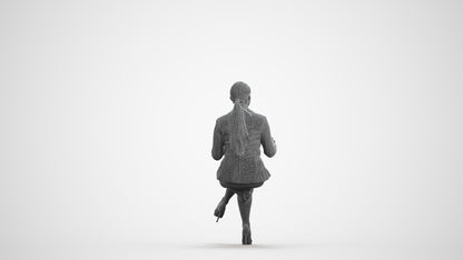 realistic 3D woman business sitting, scanned archviz people for Blender and 3ds Max, wireframe front view