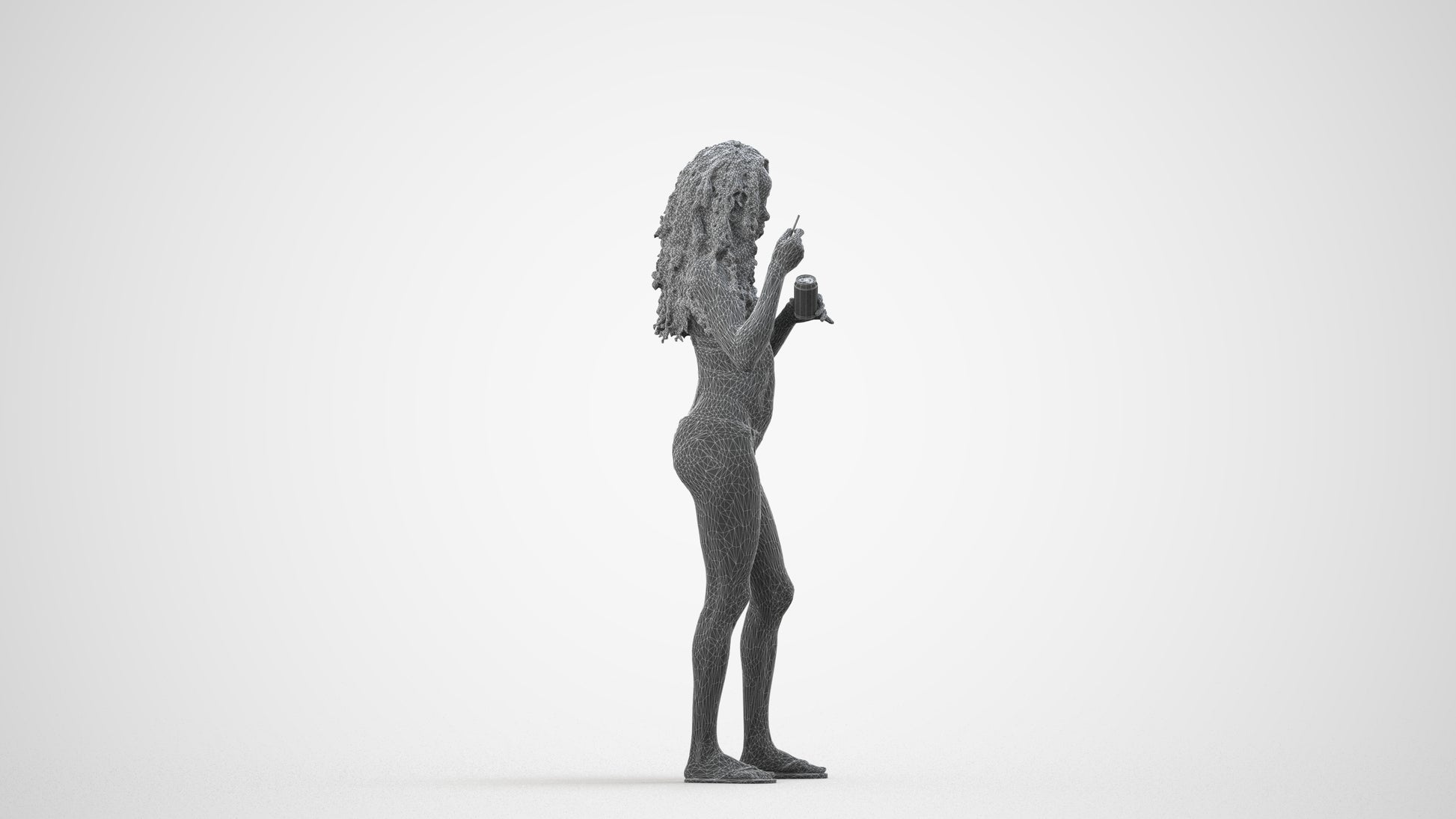 realistic 3D people woman pool, render-ready for V-Ray and Corona, FBX OBJ, wireframe side view