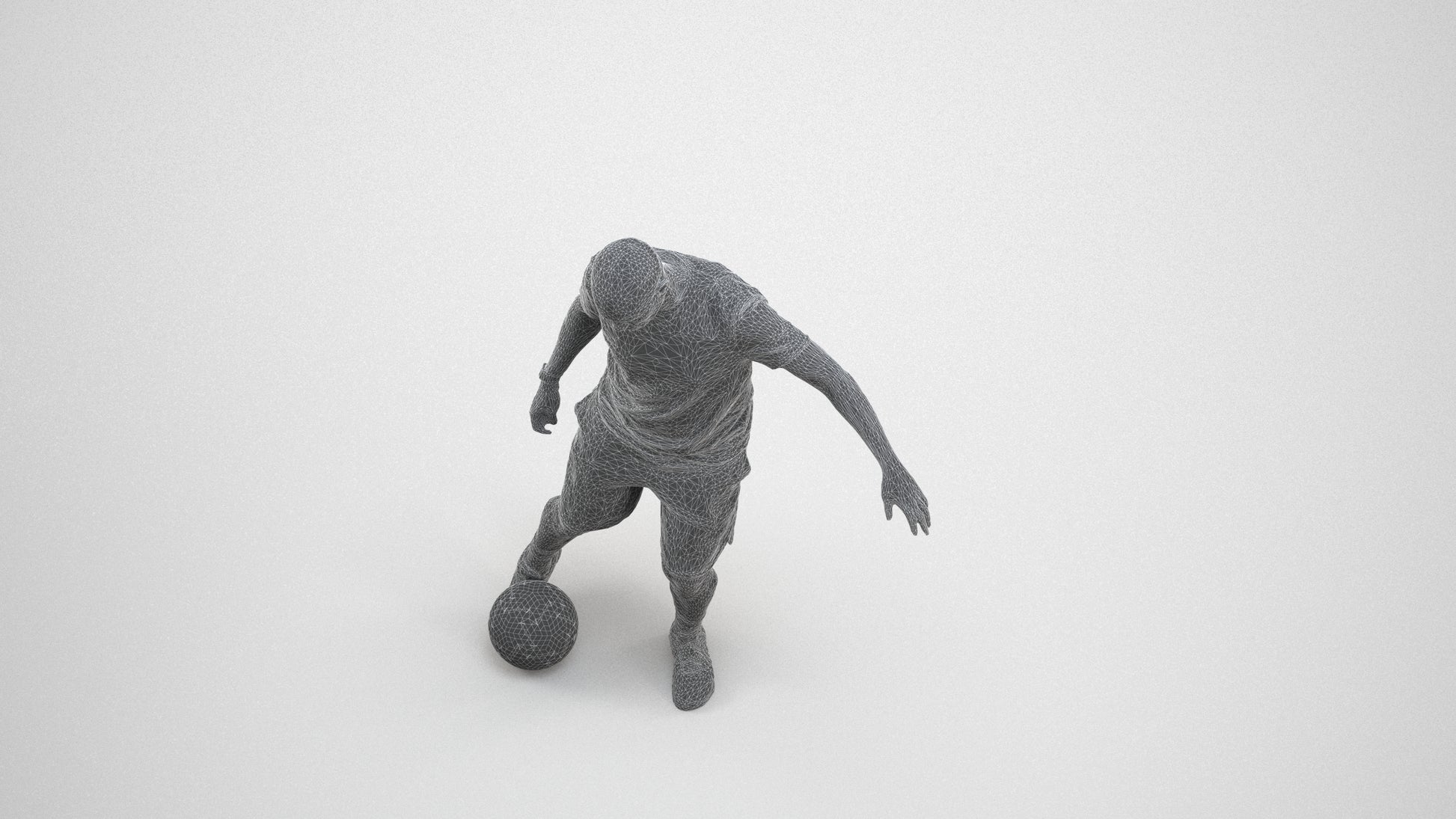 3D people model man sport, scanned human for 3ds Max rendering, wireframe three-quarter view