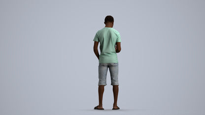 scanned 3D boy casual kids, photogrammetry people for Enscape and V-Ray, front view render