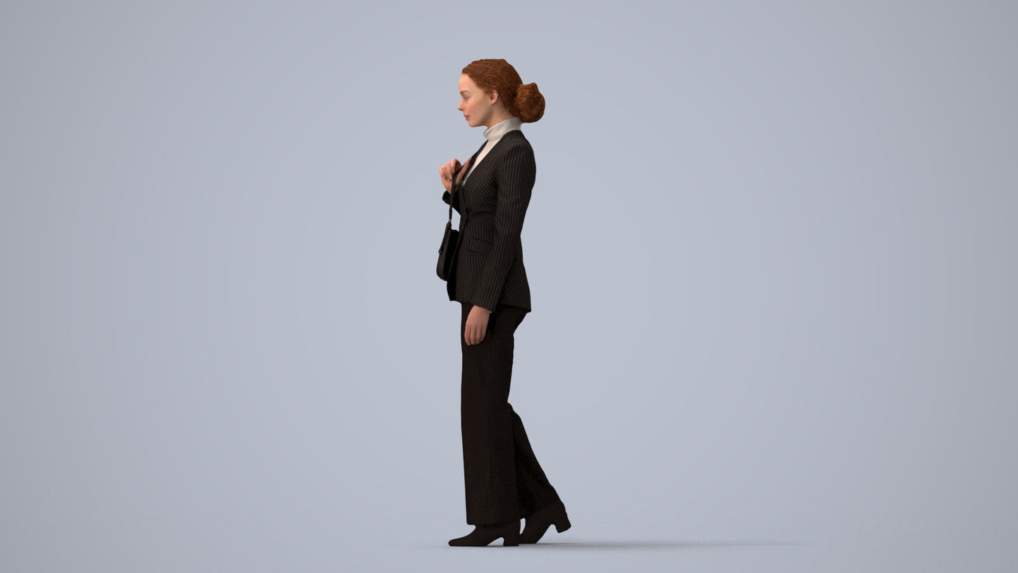 3D scanned woman business, photorealistic archviz people for Enscape and SketchUp, three-quarter view render