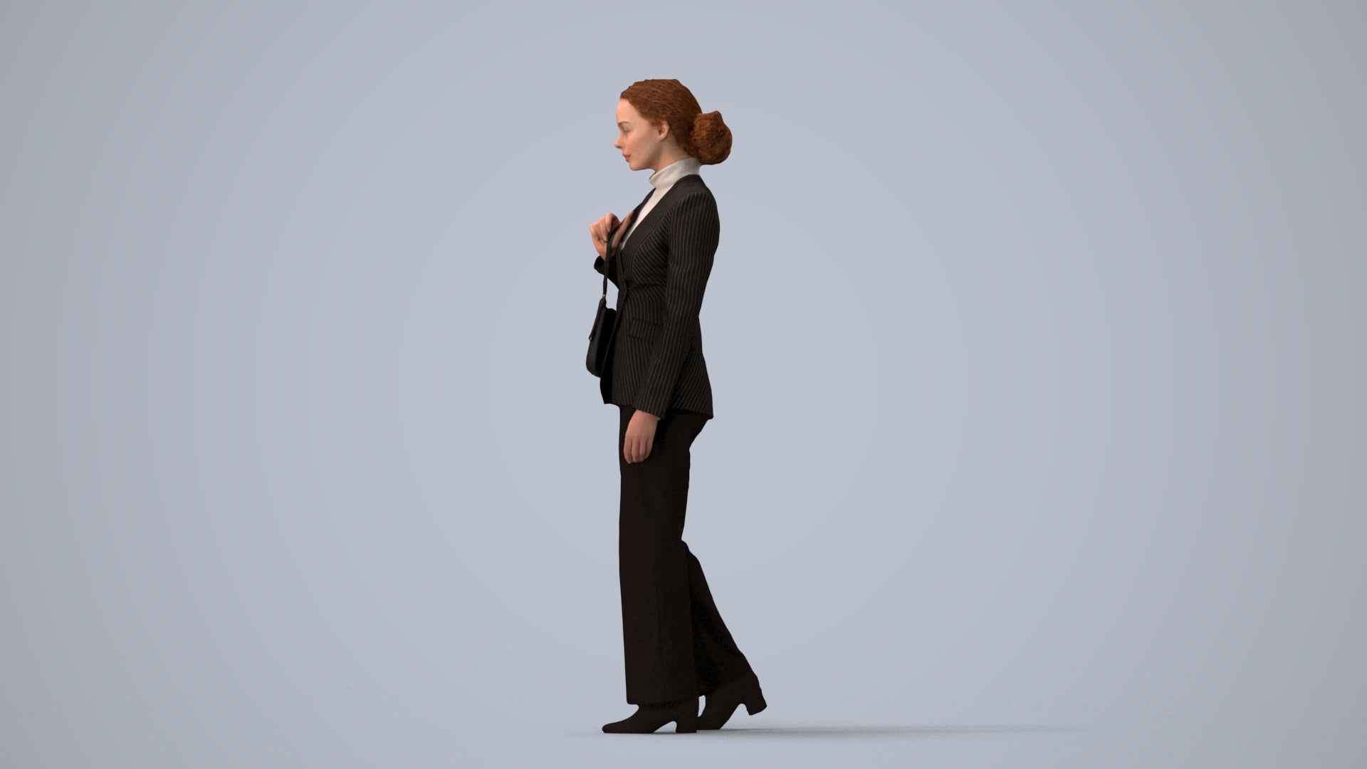 3D scanned woman business, photorealistic archviz people for Enscape and SketchUp, three-quarter view render