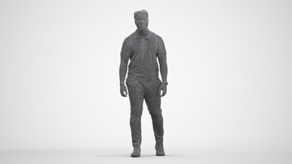 realistic 3D people man casual walking, render-ready for V-Ray and Corona, FBX OBJ, three-quarter front view render