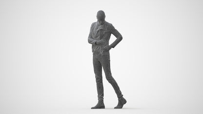 3D scanned man walking casual, photorealistic archviz people for Enscape and SketchUp, square thumbnail