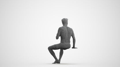 scanned 3D man pool, photogrammetry people for Enscape and V-Ray, wireframe front view