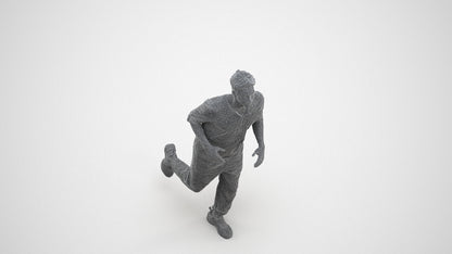 scanned 3D man casual sport, photogrammetry people for Enscape and V-Ray, wireframe three-quarter view