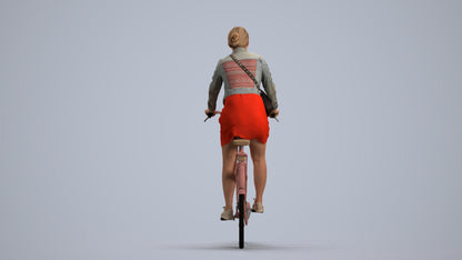 realistic 3D people woman casual cycling, render-ready for V-Ray and Corona, FBX OBJ, front view render