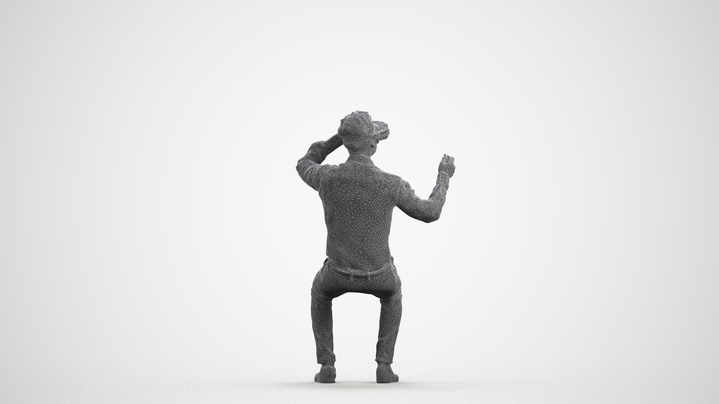 realistic 3D people man business sitting, render-ready for V-Ray and Corona, FBX OBJ, wireframe front view