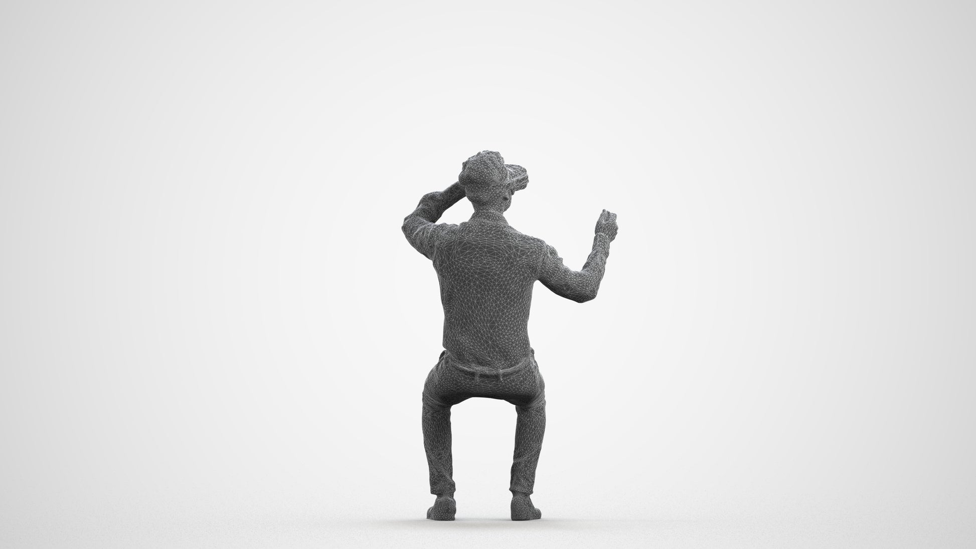realistic 3D people man business sitting, render-ready for V-Ray and Corona, FBX OBJ, wireframe front view