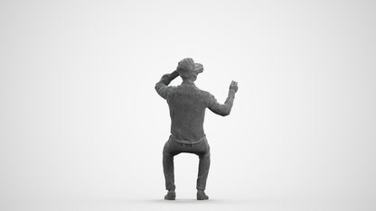 realistic 3D people man business sitting, render-ready for V-Ray and Corona, FBX OBJ, wireframe front view