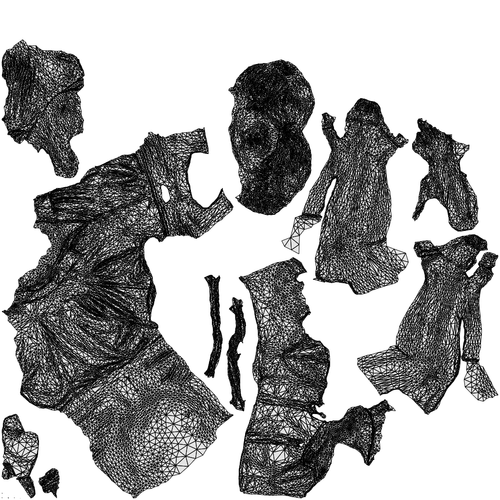 3D scanned woman sitting casual, photorealistic archviz people for Enscape and SketchUp, wireframe top-down view