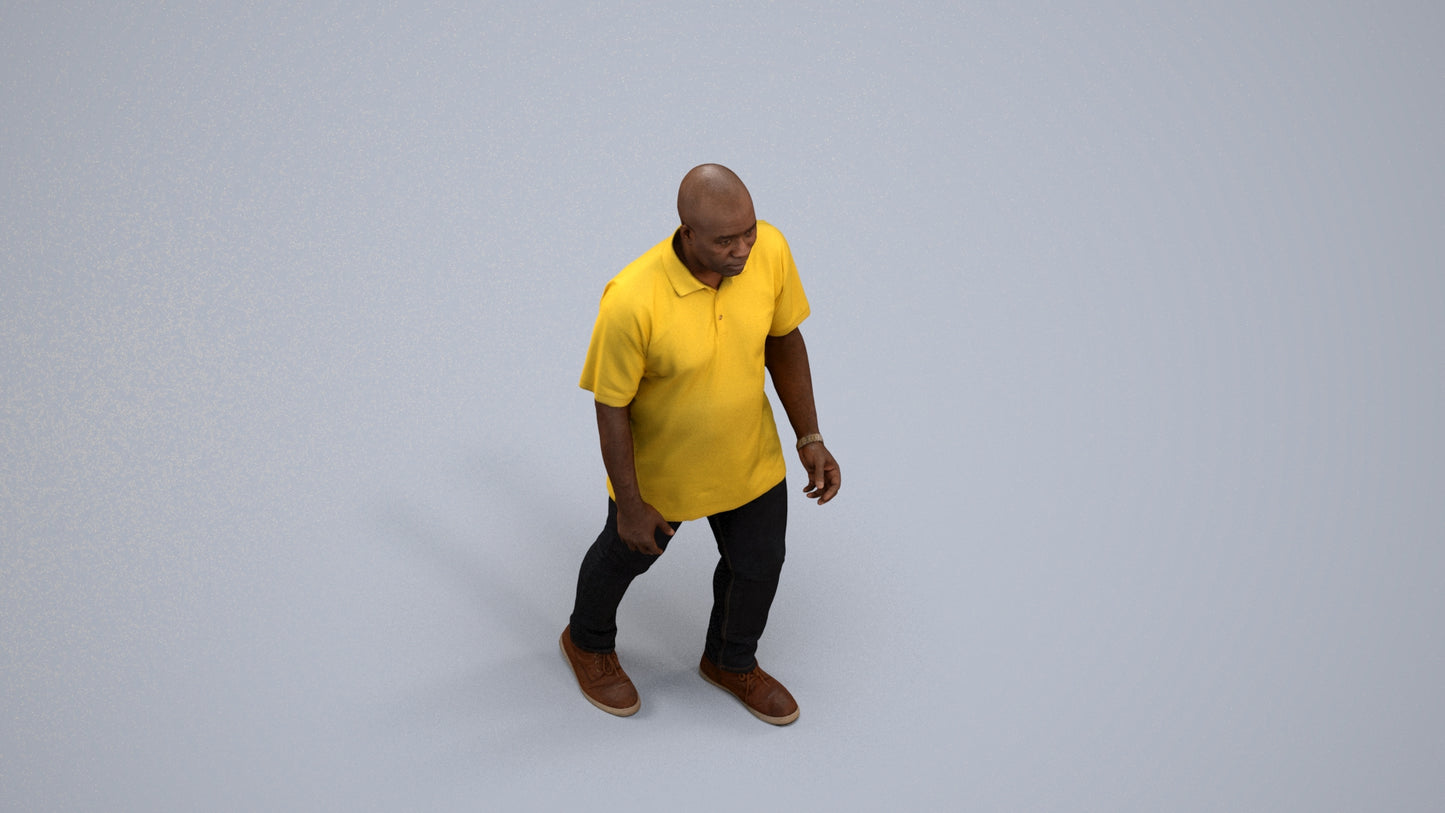 realistic 3D people man casual walking, render-ready for V-Ray and Corona, FBX OBJ, back view render