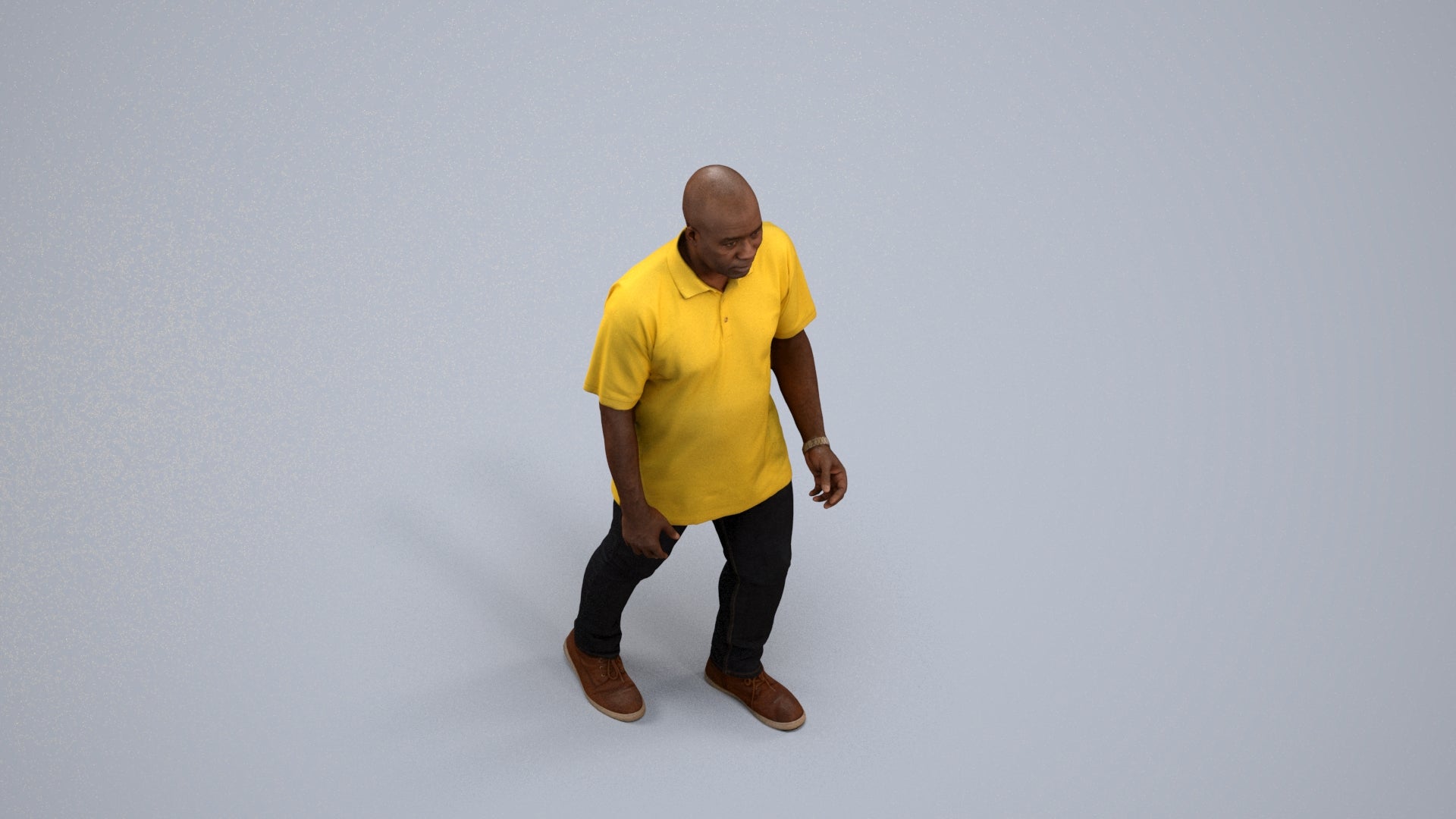 realistic 3D people man casual walking, render-ready for V-Ray and Corona, FBX OBJ, back view render