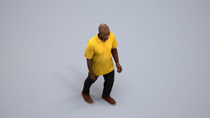 realistic 3D people man casual walking, render-ready for V-Ray and Corona, FBX OBJ, back view render