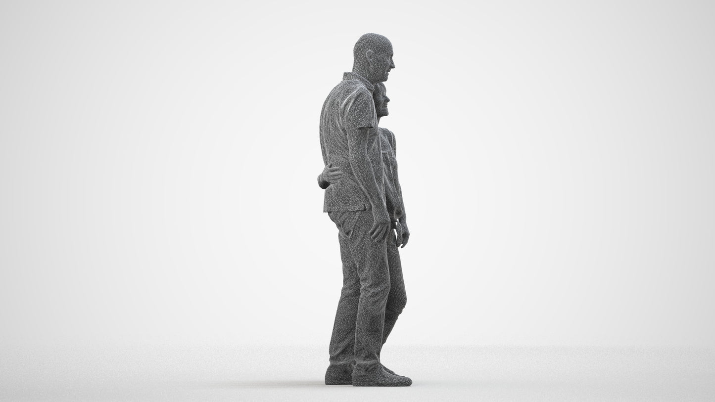 scanned 3D senior woman standing, photogrammetry people for Enscape and V-Ray, wireframe side view