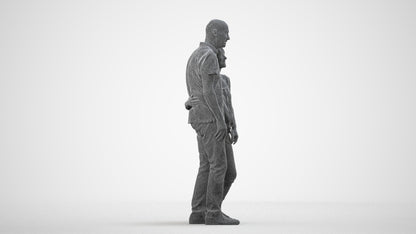 scanned 3D senior woman standing, photogrammetry people for Enscape and V-Ray, wireframe side view
