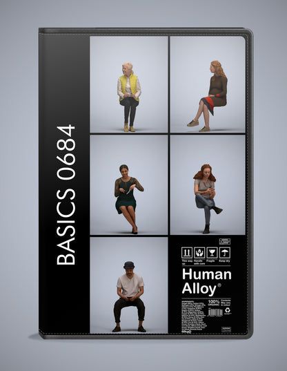 3D people models sitting bundle, 5 scanned humans for 3ds Max rendering