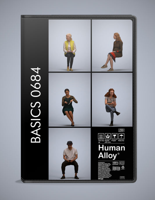 3D people models sitting bundle, 5 scanned humans for 3ds Max rendering