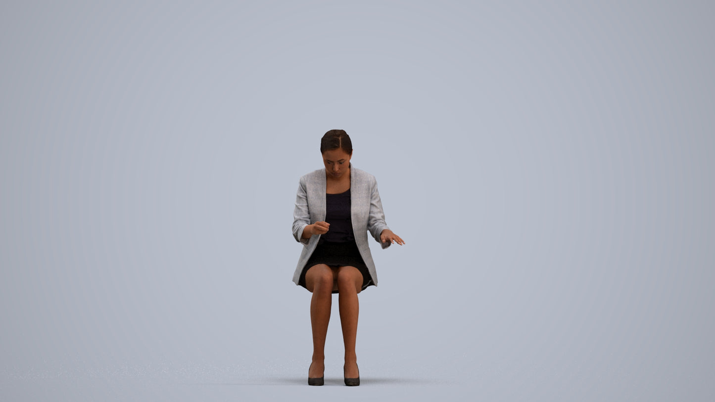 3D human model woman business, photogrammetry scanned person for archviz, standing pose render