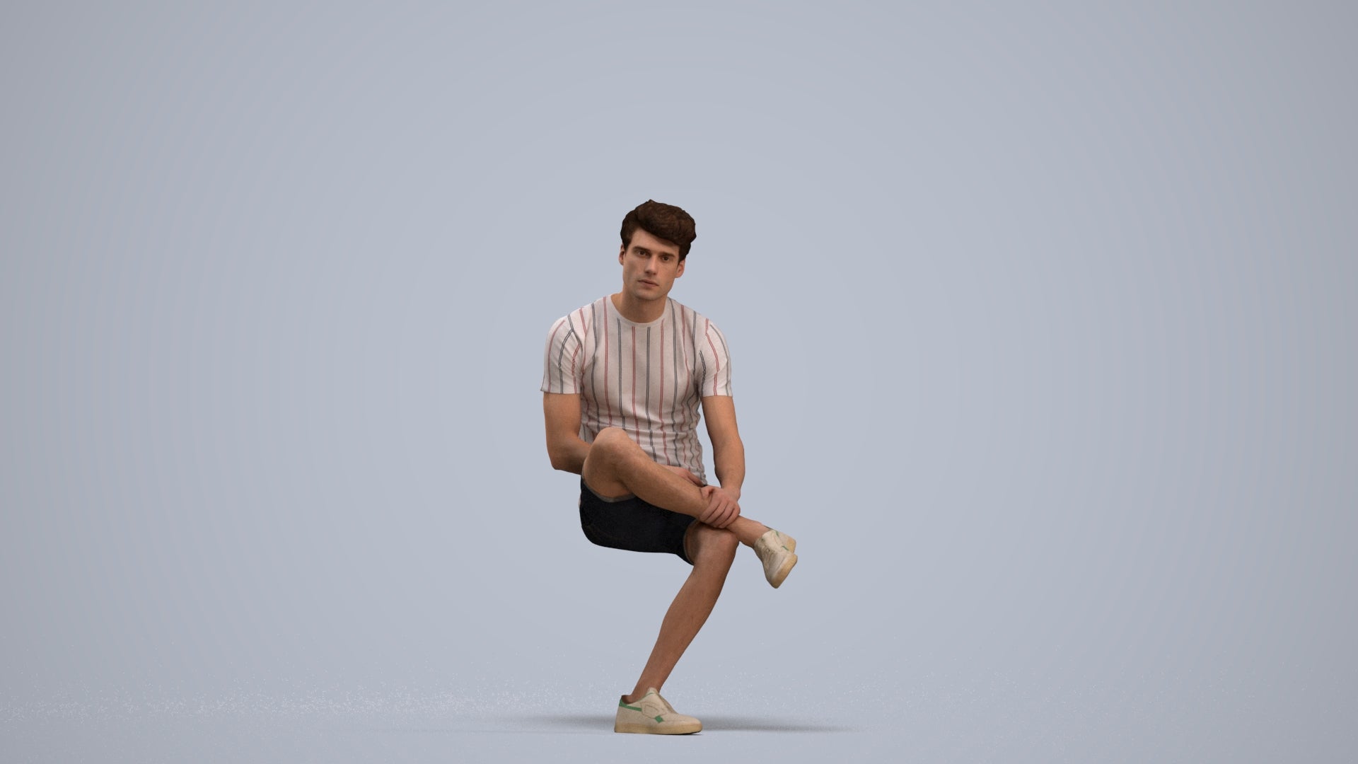 realistic 3D human man casual sitting, archviz people FBX OBJ for Blender, standing pose render