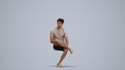 realistic 3D human man casual sitting, archviz people FBX OBJ for Blender, standing pose render