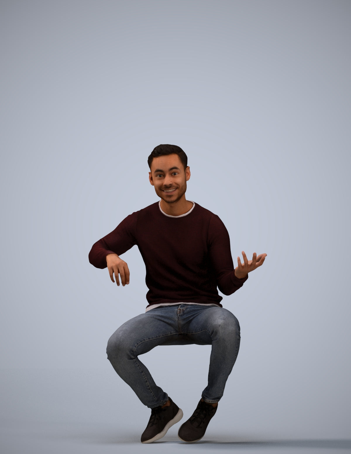 3D people model man casual sitting, scanned human for 3ds Max rendering