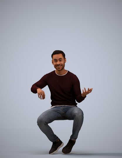 3D people model man casual sitting, scanned human for 3ds Max rendering