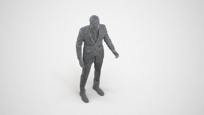 3D people model man business, scanned human for 3ds Max rendering, wireframe three-quarter view