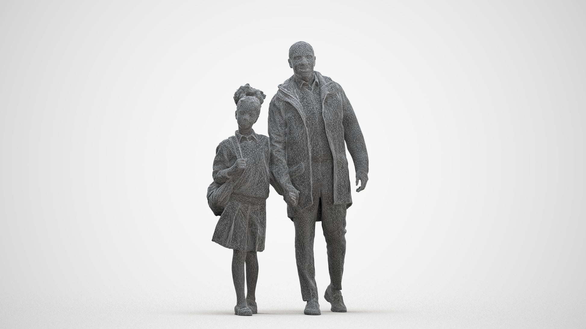 realistic 3D human girl kids, archviz people FBX OBJ for Blender, three-quarter front view render
