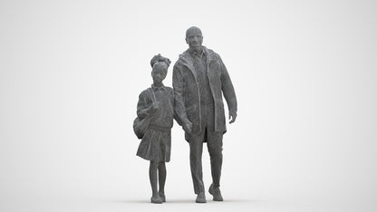 realistic 3D human girl kids, archviz people FBX OBJ for Blender, three-quarter front view render