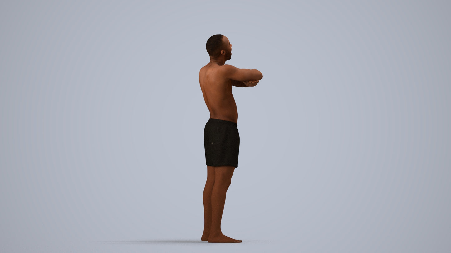 realistic 3D people man pool, render-ready for V-Ray and Corona, FBX OBJ, side view render