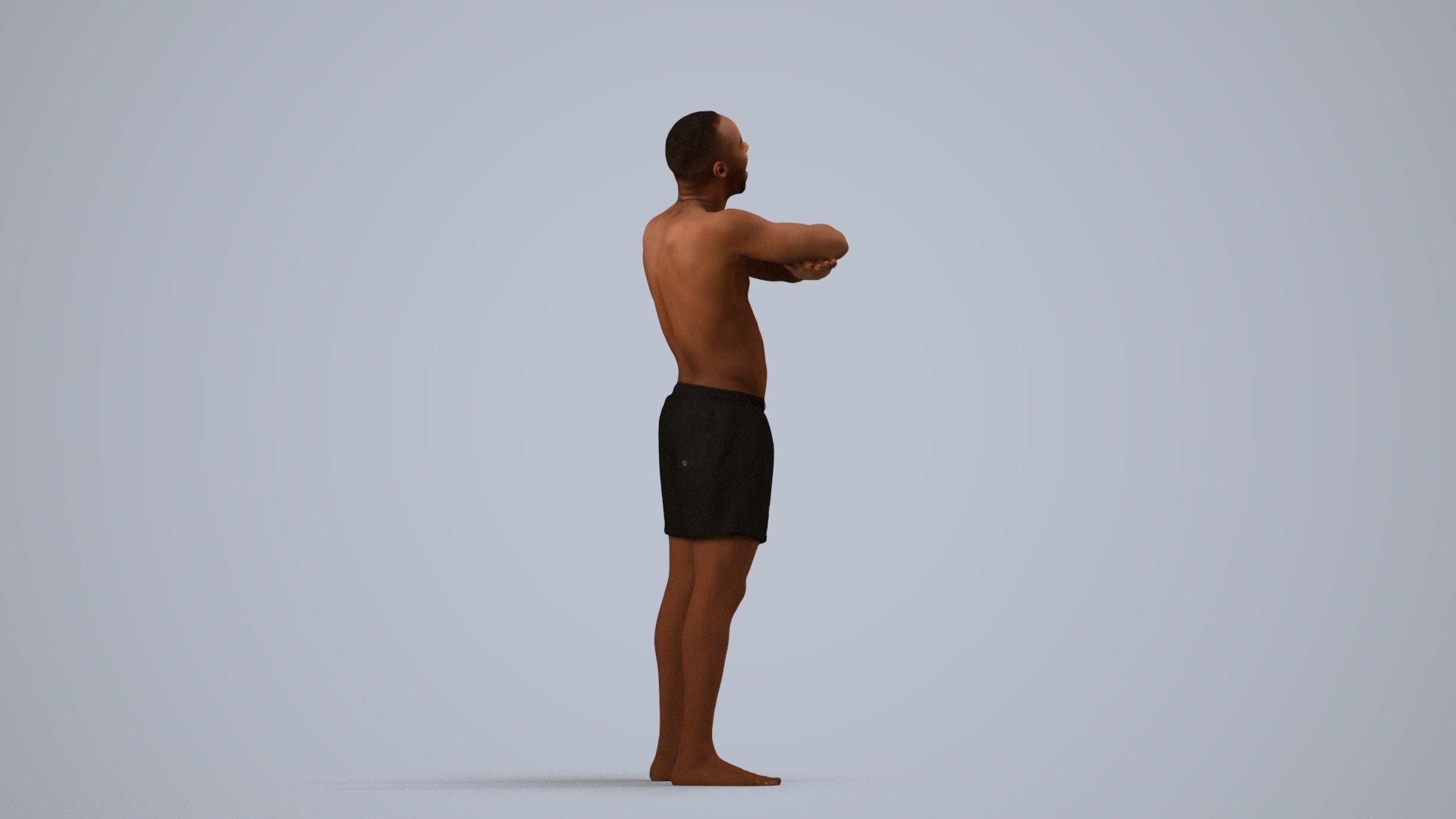 realistic 3D people man pool, render-ready for V-Ray and Corona, FBX OBJ, side view render