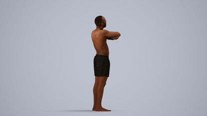realistic 3D people man pool, render-ready for V-Ray and Corona, FBX OBJ, side view render