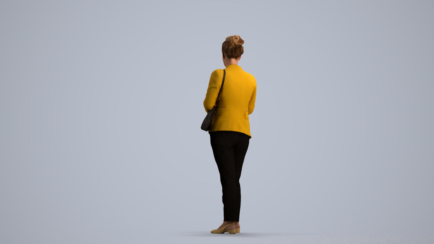 3D people model woman casual standing, scanned human for 3ds Max rendering, front view render