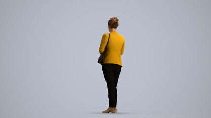 3D people model woman casual standing, scanned human for 3ds Max rendering, front view render