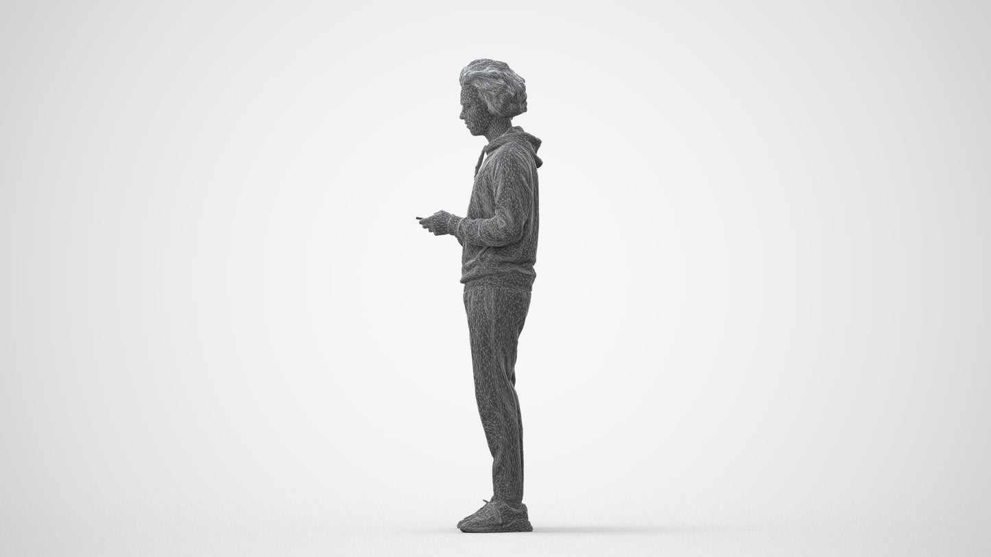 3D people model man casual standing, scanned human for 3ds Max rendering, square thumbnail