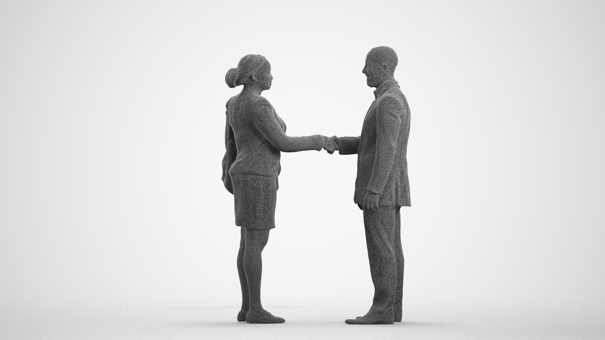 realistic 3D people man business, render-ready for V-Ray and Corona, FBX OBJ, wireframe front view