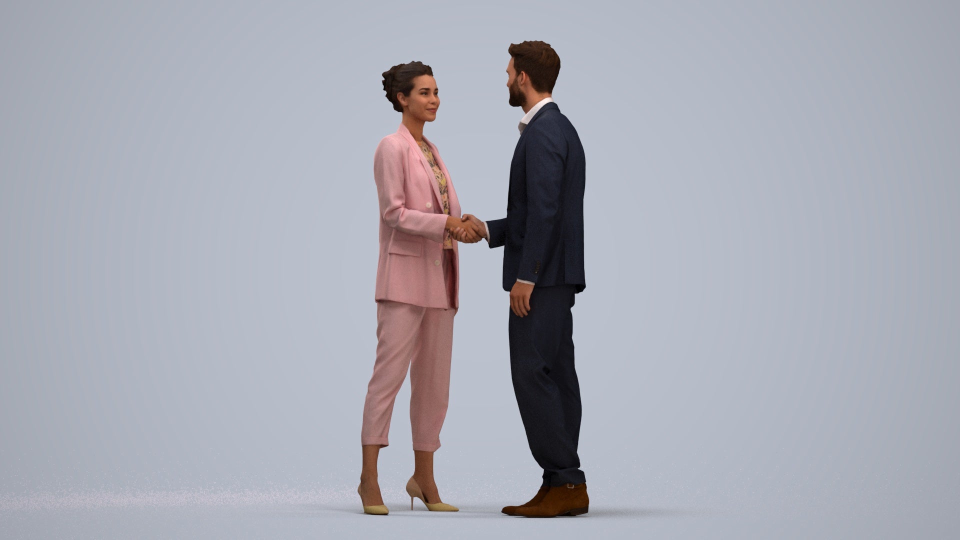 3D people model woman business shopping, scanned human for 3ds Max rendering, standing pose render