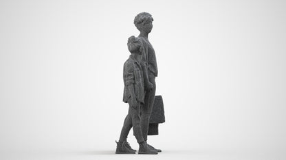 3D human model girl casual kids, photogrammetry scanned person for archviz, wireframe side view