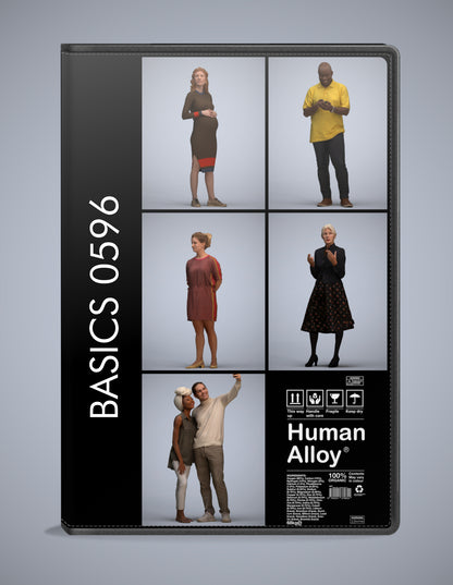 scanned 3D people standing collection, 5 photogrammetry models for Enscape and V-Ray