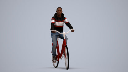 realistic 3D boy casual cycling, scanned archviz people for Blender and 3ds Max, standing pose render
