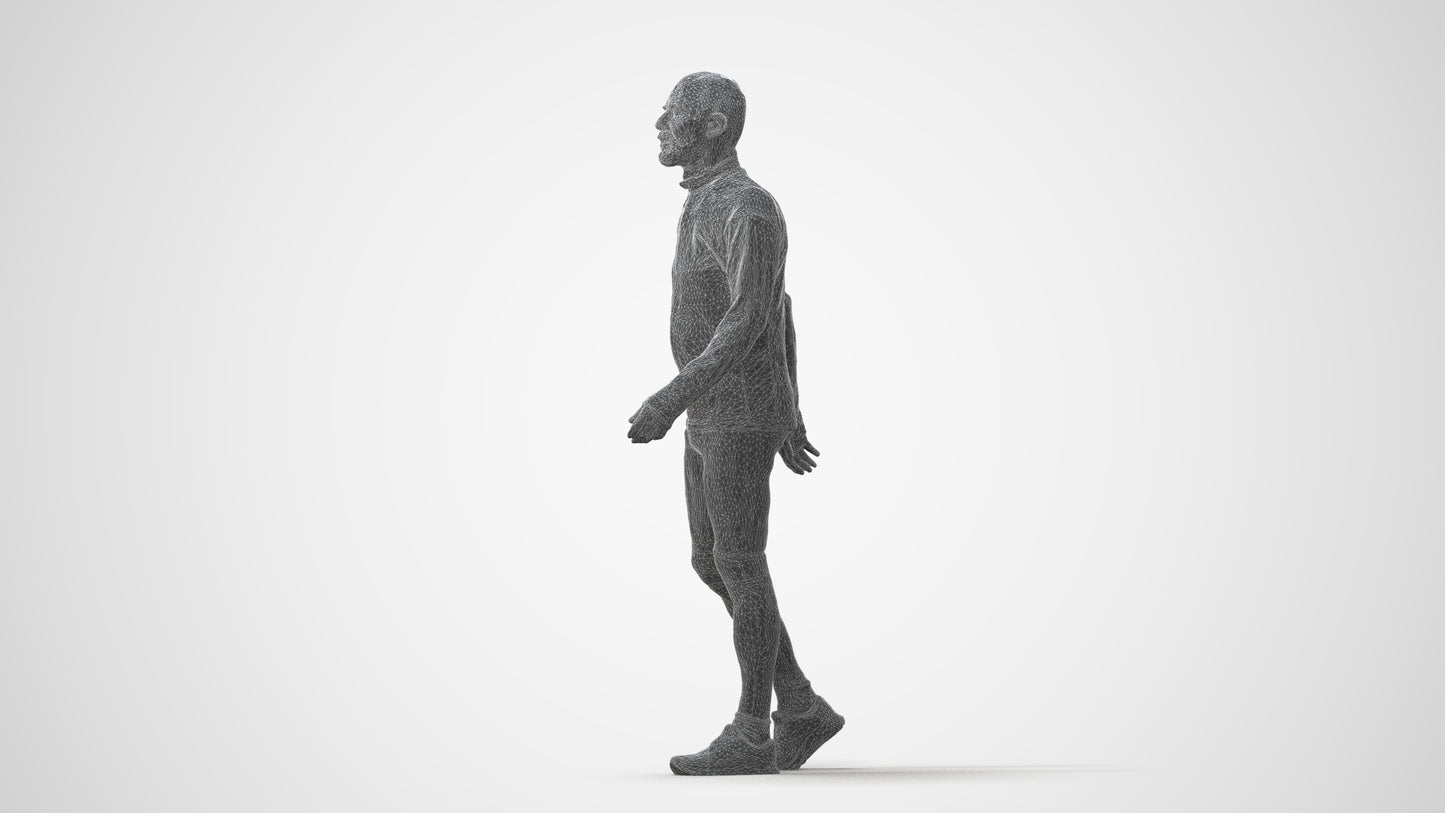 3D people model senior man sport, scanned human for 3ds Max rendering, square thumbnail