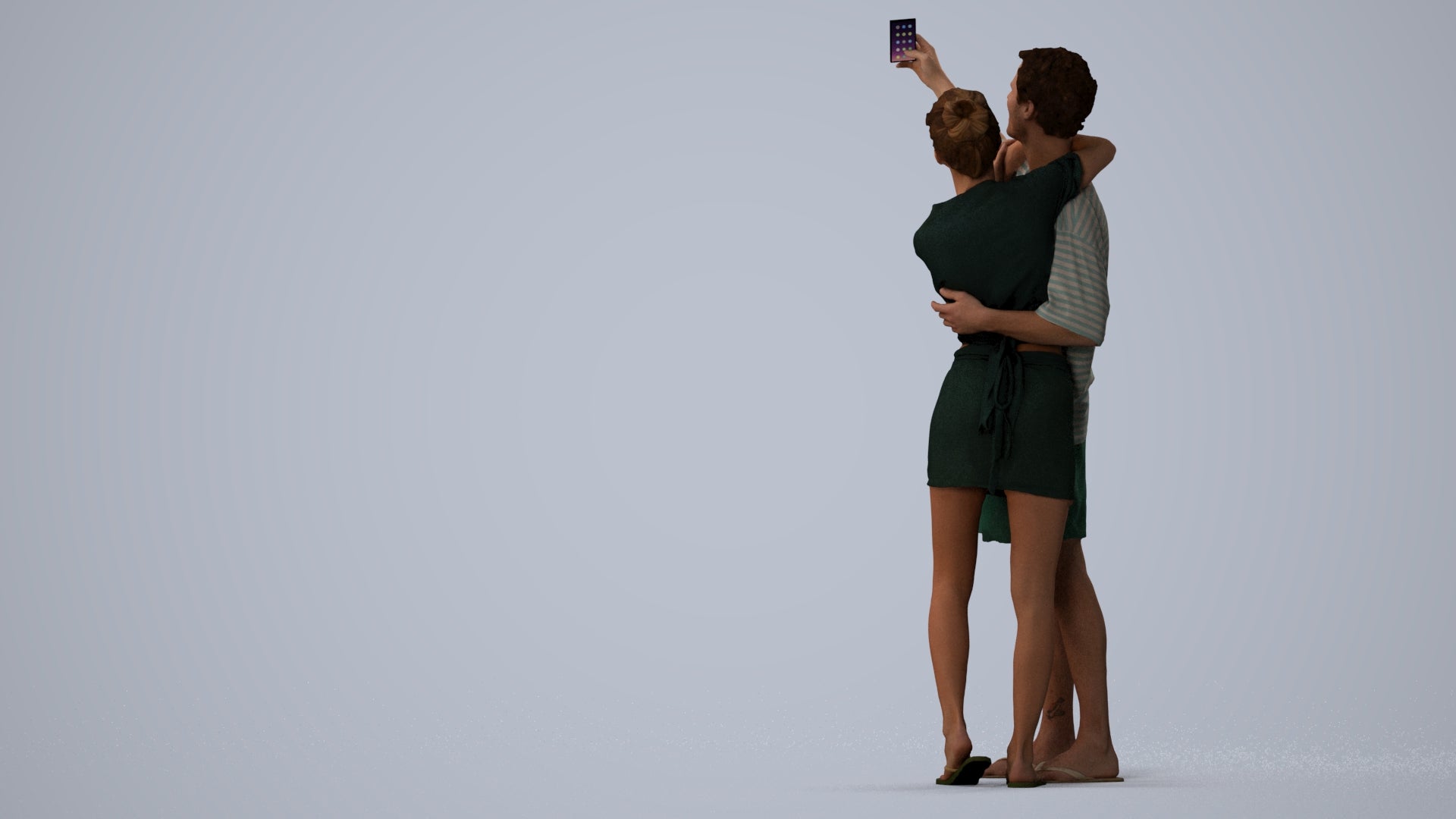 photogrammetry 3D woman casual couple, realistic human model archviz FBX, three-quarter view render