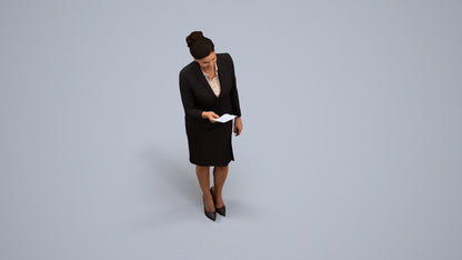 3D people model woman hospitality, scanned human for 3ds Max rendering, back view render