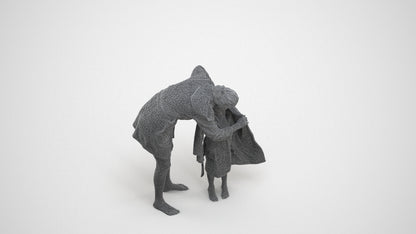 3D people model girl kids, scanned human for 3ds Max rendering, wireframe three-quarter view