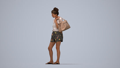 3D people model woman casual standing, scanned human for 3ds Max rendering, top-down view render