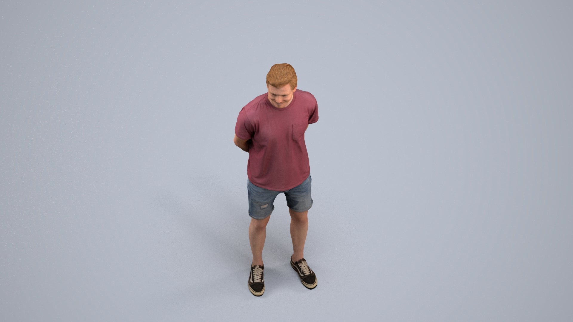 photogrammetry 3D man casual standing, realistic human model archviz FBX, back view render