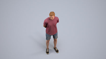 photogrammetry 3D man casual standing, realistic human model archviz FBX, back view render